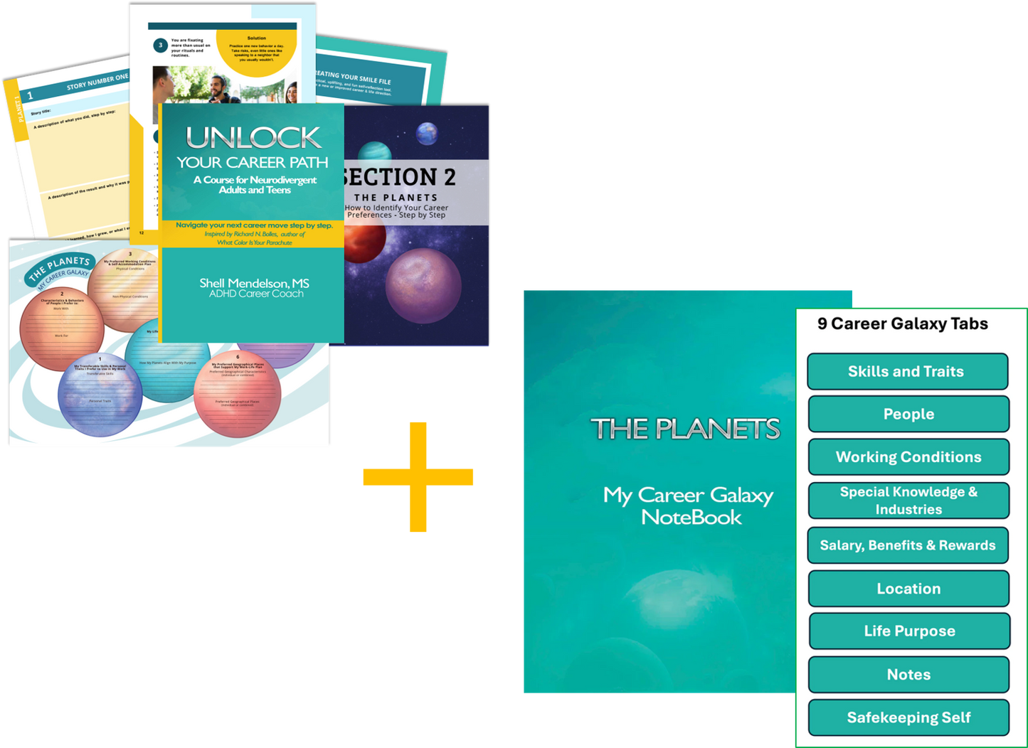Recommended: Fillable EBOOK with Career Galaxy Poster AND Physical Notebook bundle