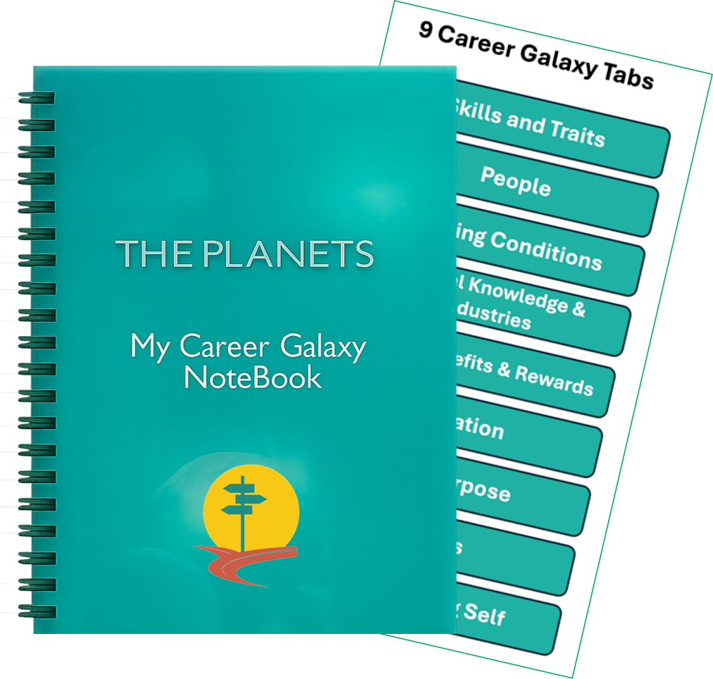 Recommended: Fillable EBOOK with Career Galaxy Poster AND Physical Notebook bundle