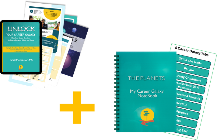 Unlock Your Career Galaxy ebook and Spiral Notebook Journal bundle by Shell Mendelson